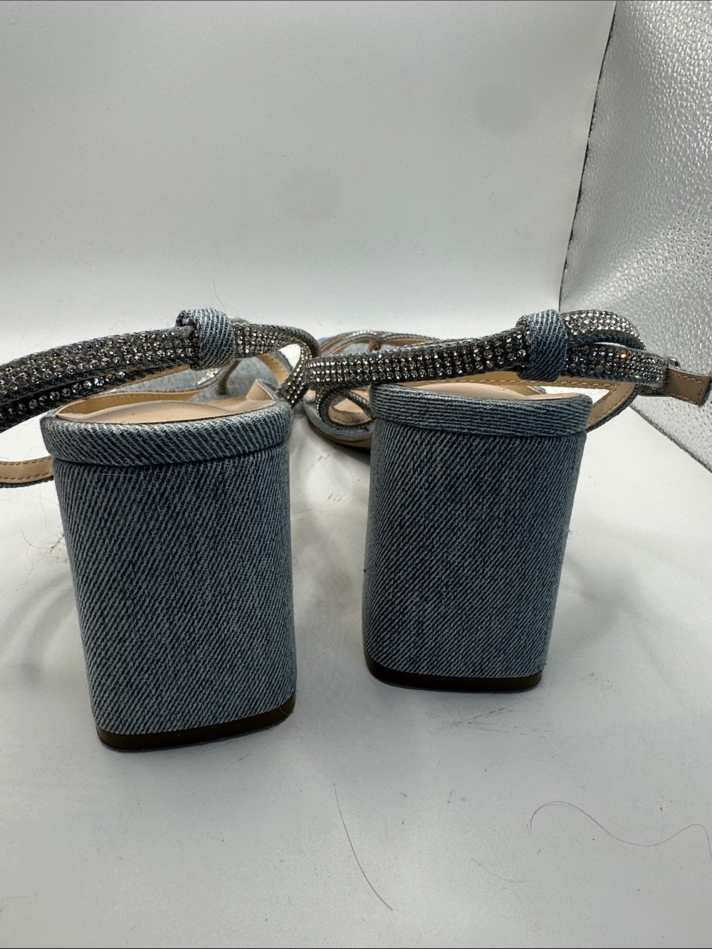 Fashion Nova Silver Strappy Block Heel Sandals size 9 - Picture 4 of 6